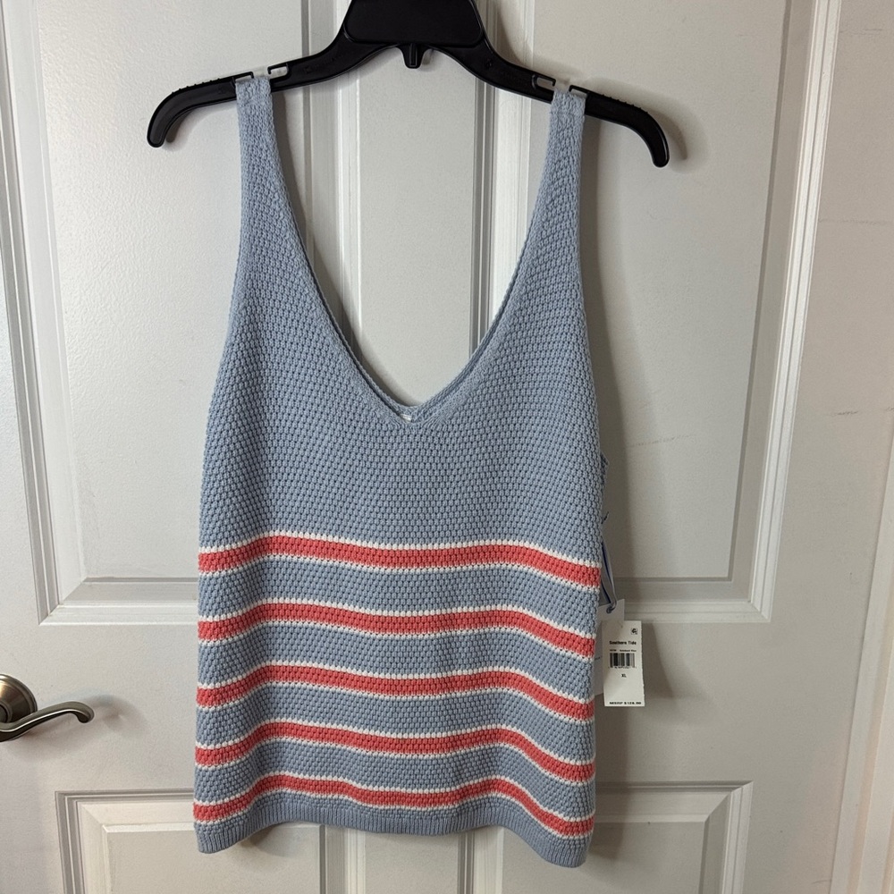 Southern Tide Knit Tank Top with Blue and Pink Stripes